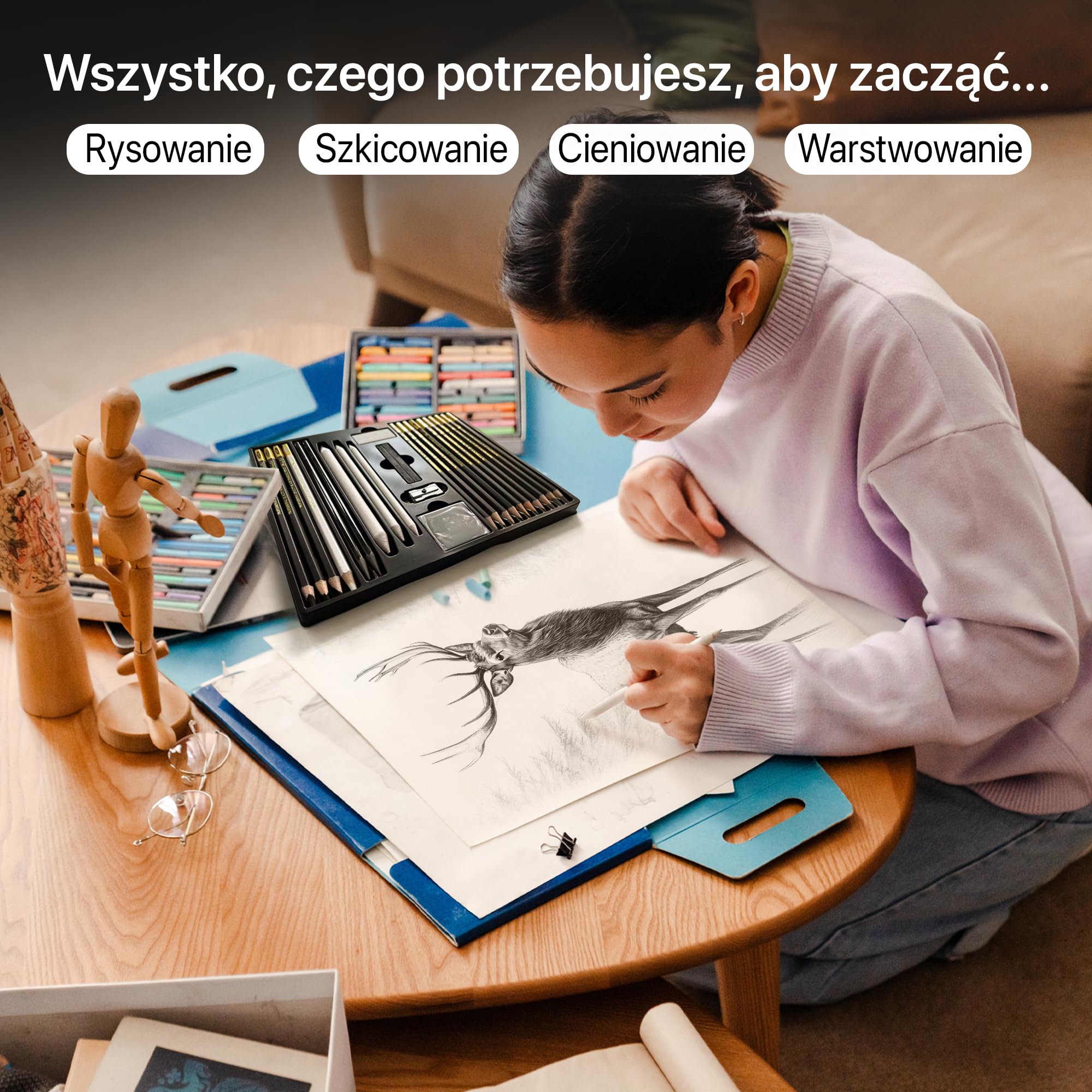 Zestaw kredek dla dorosłych, zestaw 24 kredek kreślarskich dla artystów i profesjonalistów, idealny zestaw kredek do szkicowania dla wszystkich Twoich kreatywnych potrzeb