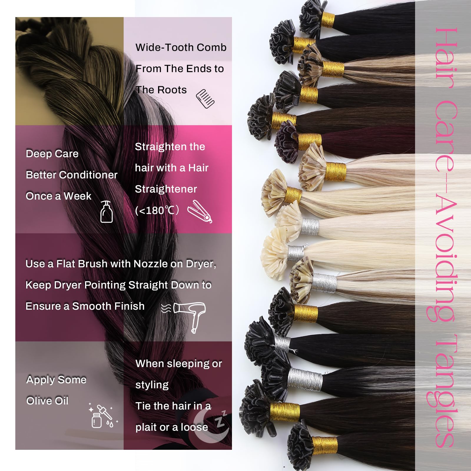 Moresoo U Tip Hair Extensions Real Human Hair 20 Inch Ombre Black and Silver Pre Bonded Hair Extensions Real Hair 1g/s 50G 50S/Pack #1B/Silver/1B - Image 4