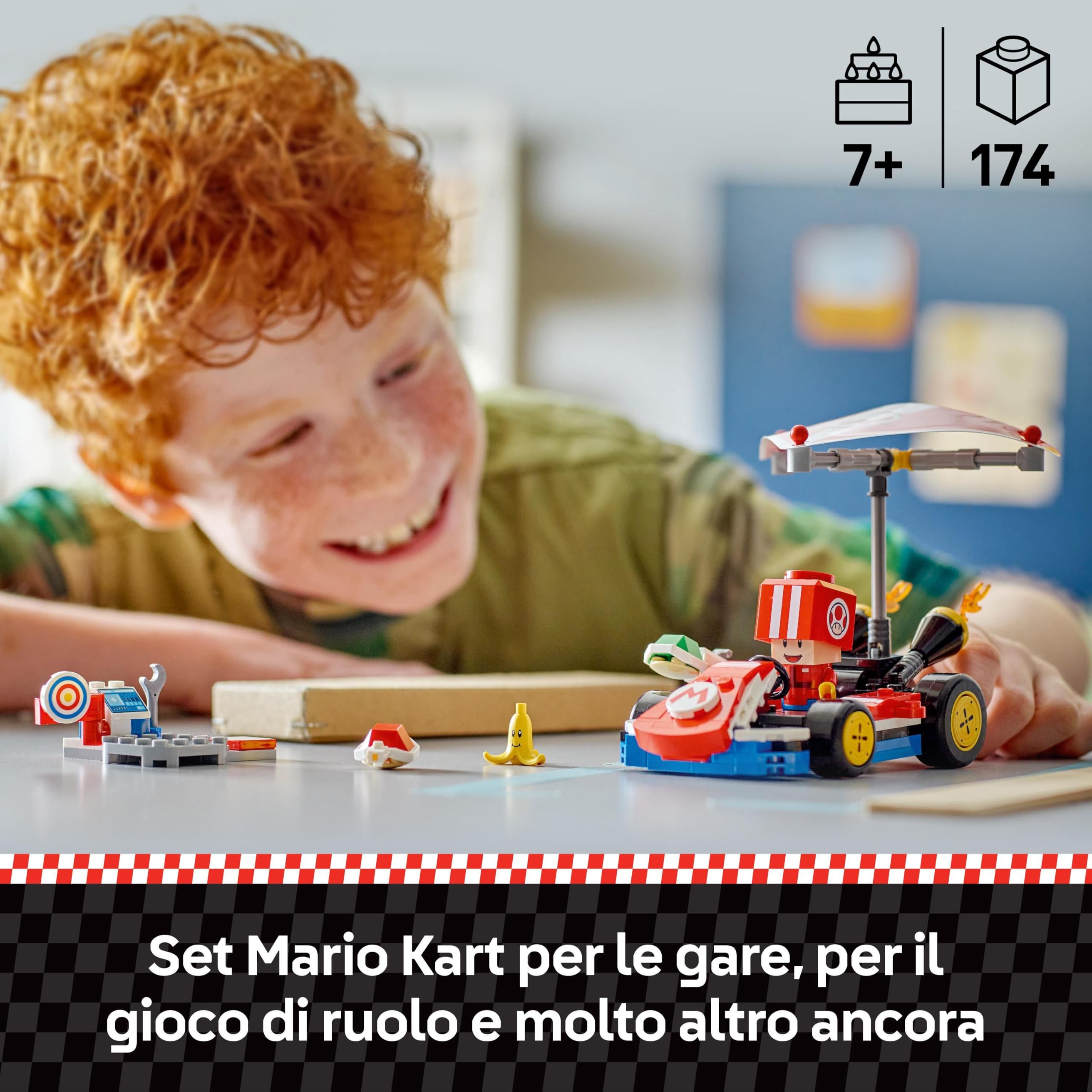 LEGO Super Mario Kart : Kart Standard, Macchina Giocattolo da Costruire Nintendo da Collezione con Toad in Tuta Rossa, Giochi d'Avventura per Bambini e Bambine da 7 Anni, Regalo di Compleanno 72032