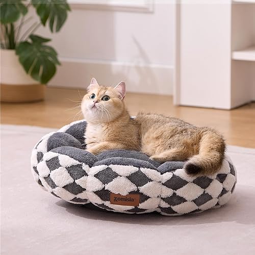 Miniatura 5 de Camas para gatos de interior, lindas camas para gatitos en forma de dona para perros pequeños, cama redonda de felpa para cachorros y gatos grandes,