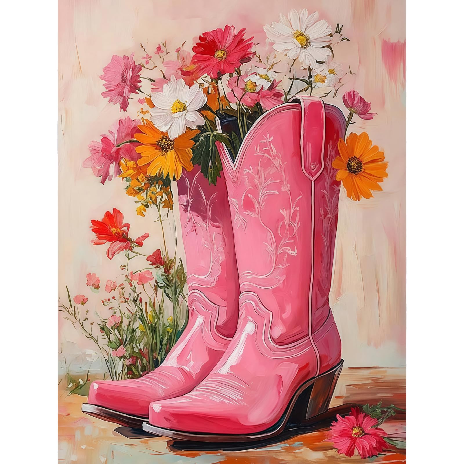 Jakener Pink Boots Paint by Numbers Kit for Adults Beginner,Easy Adult Paint by Number Kits on Canvas DIY Painting for Beginners Art by Numbers for Home Wall Decor 16x20