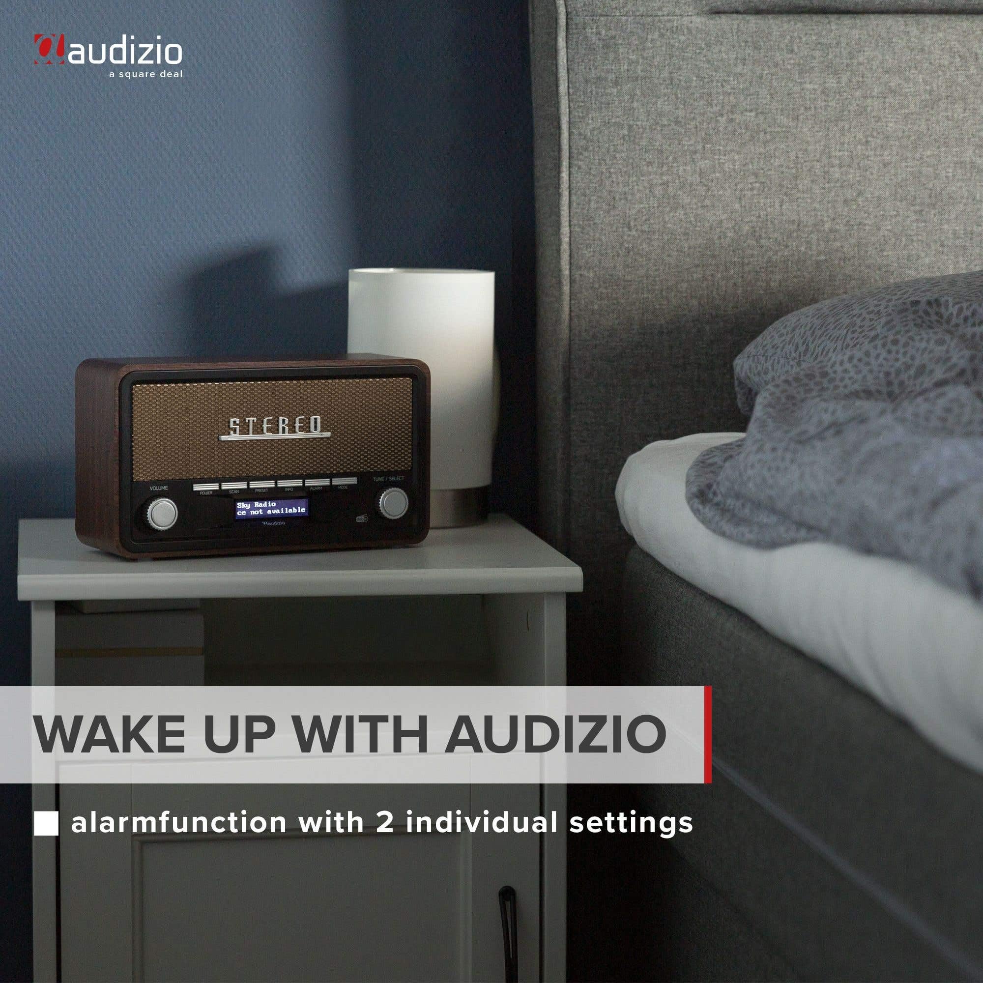 Audizio FOGGIA Radio Dab+ Portable Stéréo 50W - Cuivre, Fonction Réveil, Streaming Bluetooth, Radio FM, Entrée AUX Jack 3,5mm, 20 Stations Préréglées, Idéal pour Écouter la Radio Partout
