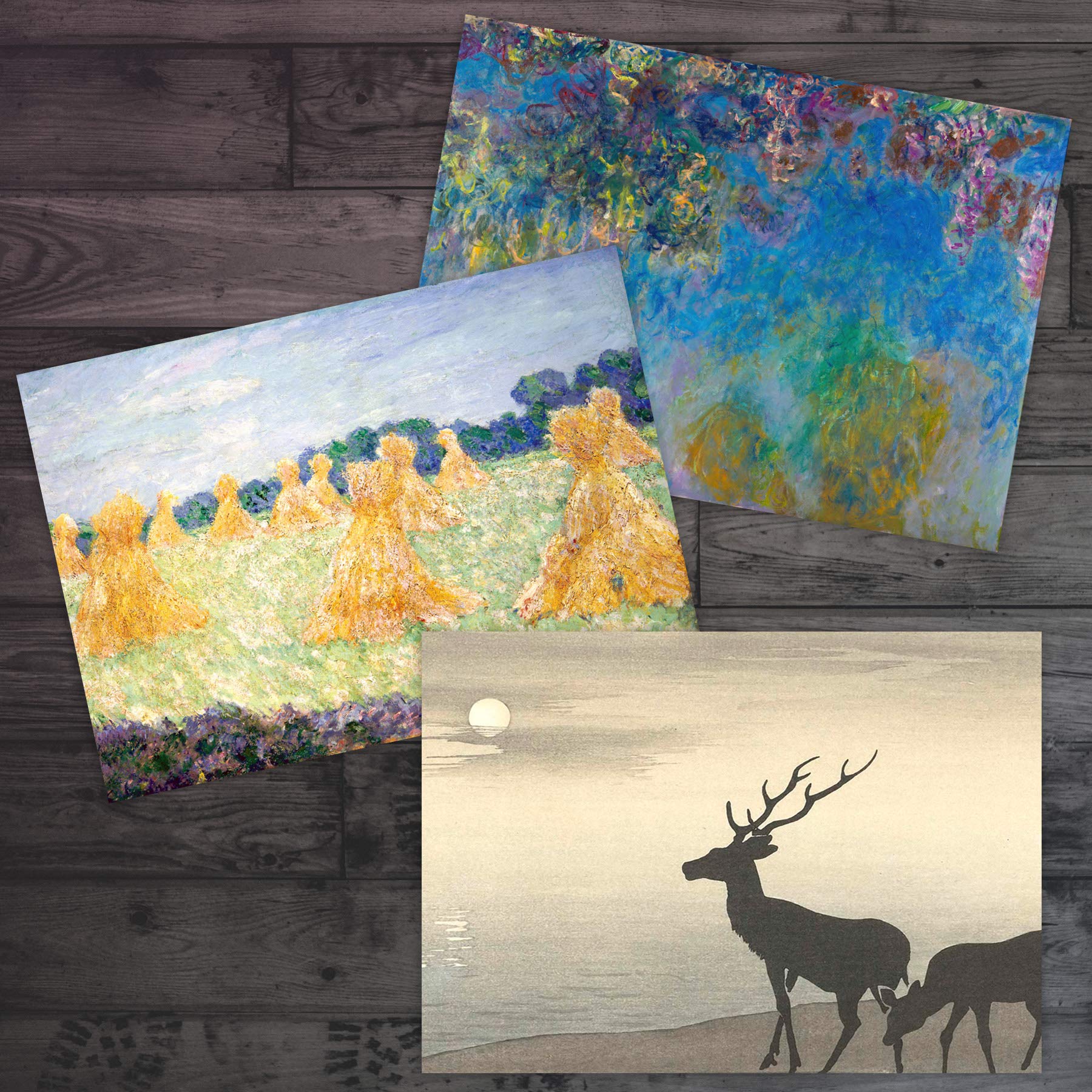 Artery8 Monet Koson Van Gogh Hokusai Flowers Poppy Blossom Mixed Fine Art Greeting Card Pack of 6, Mixed Artist Pack 8, 12.5 x 17.5 cm - Image 2