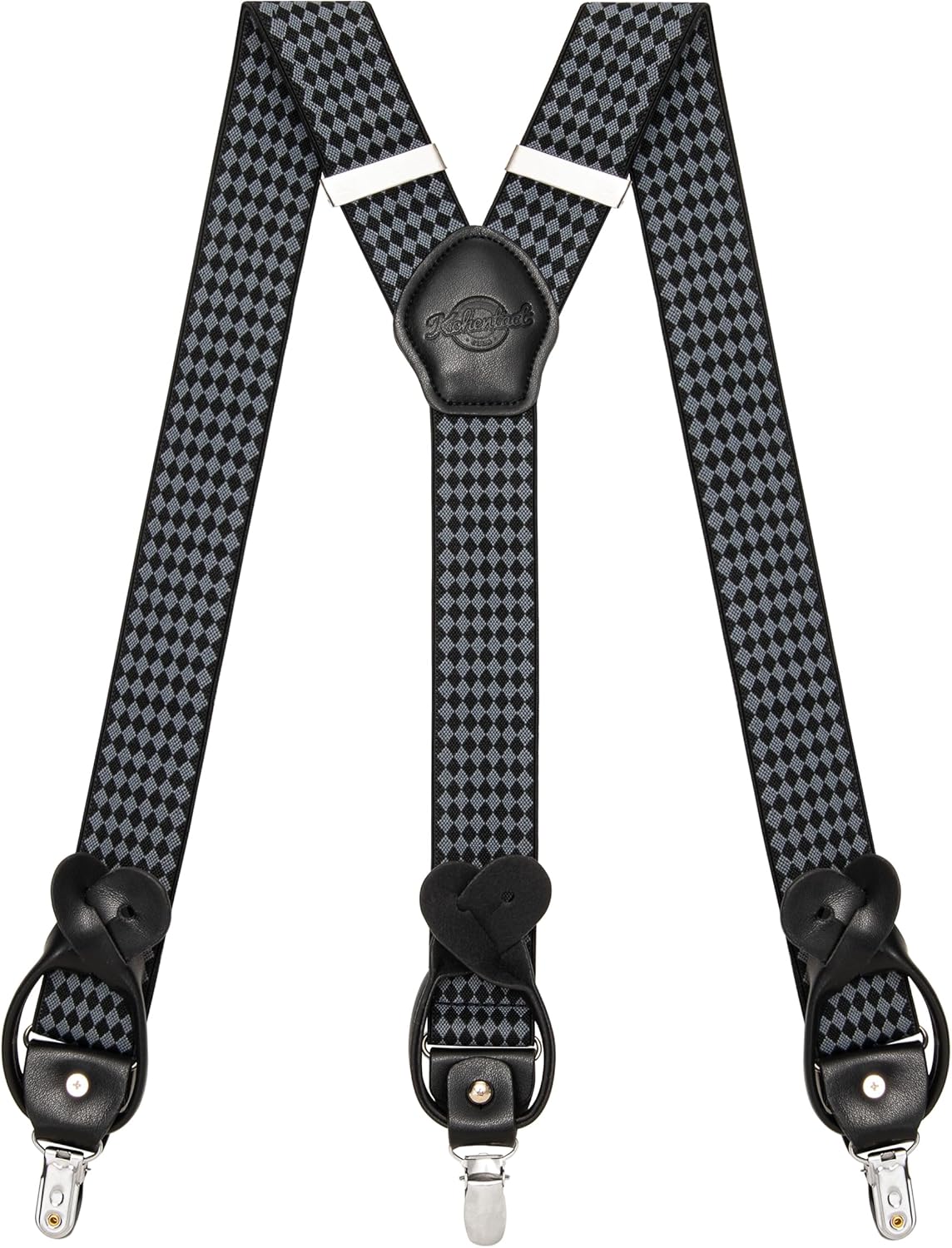 Suspenders for Men with Clip & 6 Buttons 1.4in Y-Shape Stainless Steel