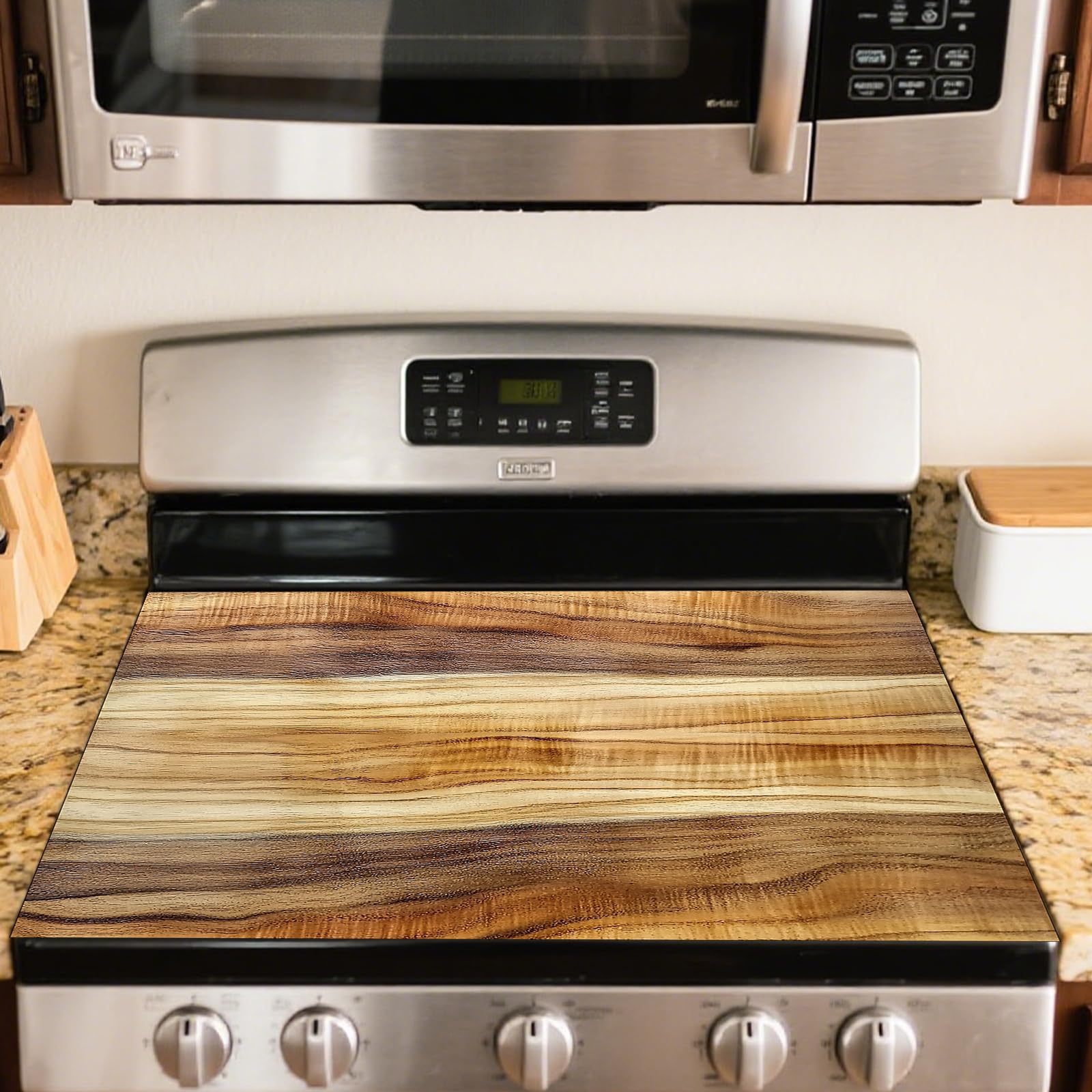 Nuxovilar Spliced Wood Stove Top Cover, 20.47x28.34 Inches Polyester