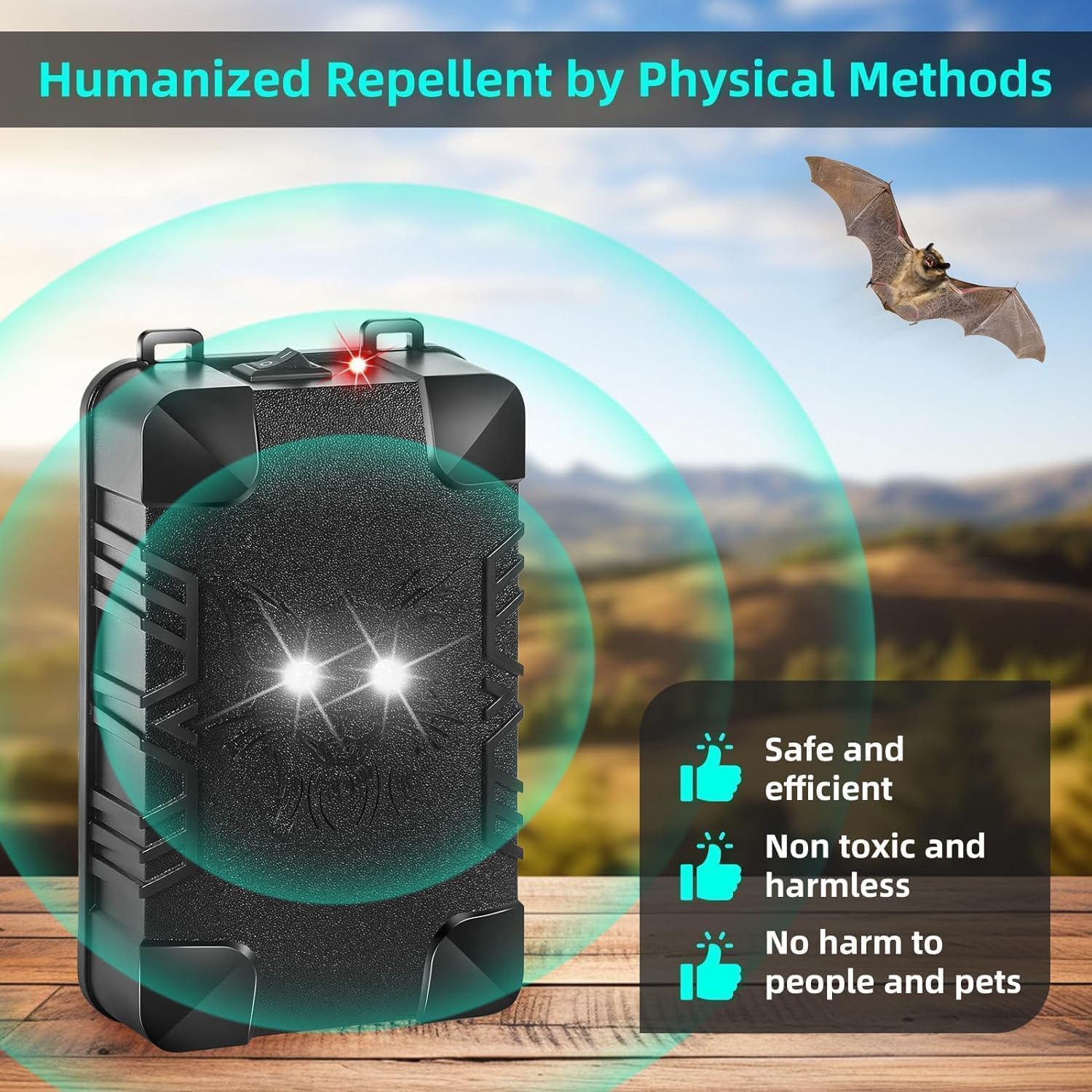 Jahy2Tech Deterrente per roditori sotto il cofano con luce stroboscopica e 3 metodi di alimentazione, repellente professionale a ultrasuoni per topi e scoiattoli, deterrente per auto, camion, camper,