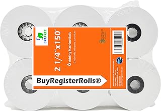 (6 Rolls) 2 1/4 x 150 ft, White, adding machine tape Paper Rolls, Premium One Ply Cash Register/Adding Machine/Calculator Roll Printing Calculator 10 key adding machine tape