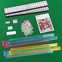 Vista 2 de Nouva American Mahjong - Juego completo de 166 azulejos blancos de calidad, 4 bastidores de colores todo en uno, juego de azulejos Western Mah Jongg