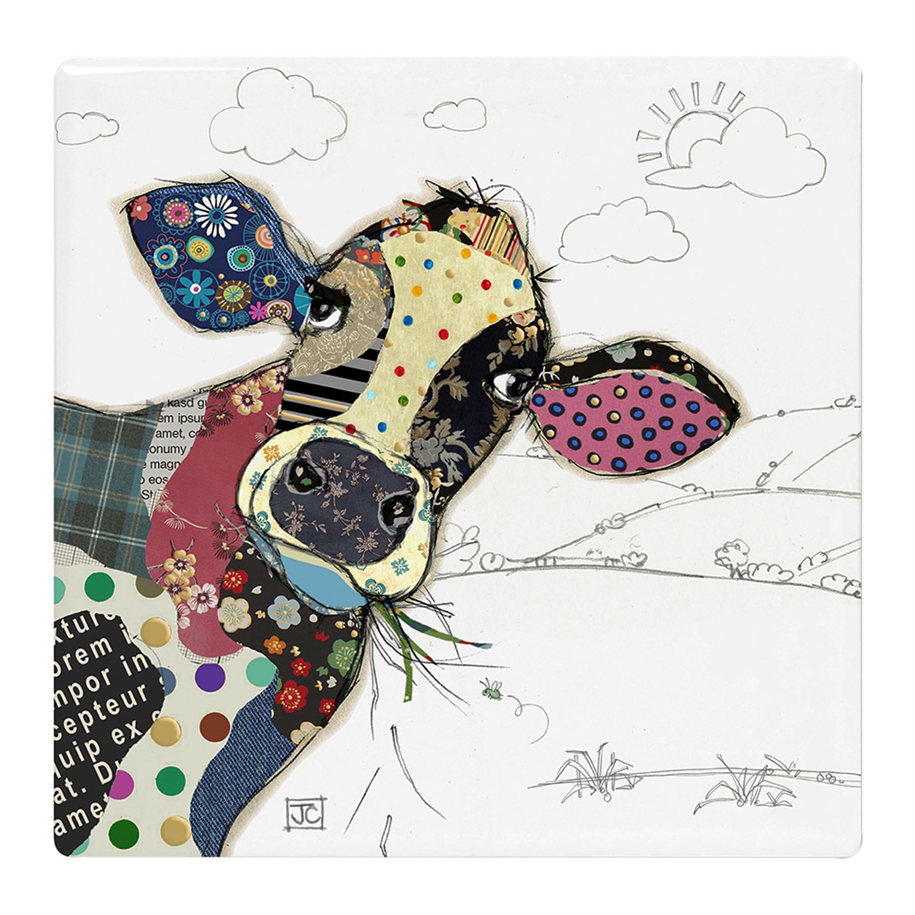 Widdle Gifts Connie Cow 1873 Bug Art Ceramic Coaster Tableware | For Home Or Work | Cork Backed For Hot Drinks | Designed By Bug Art | Coasters (Connie Cow 1873)