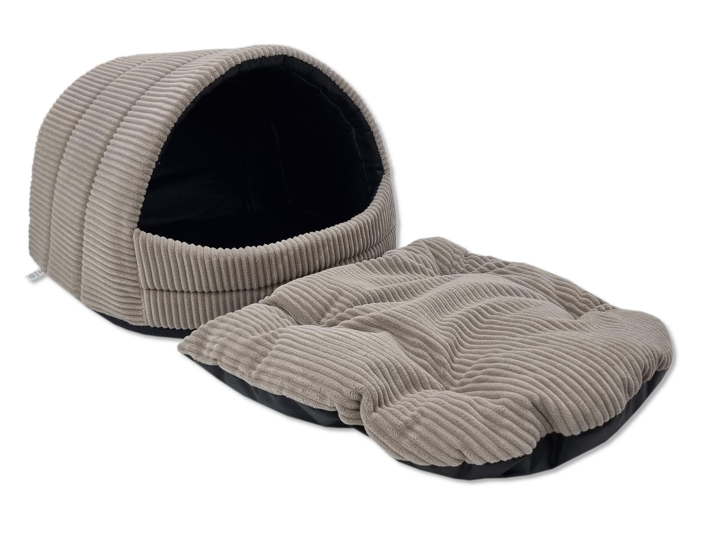ODOLPLUSZ Caseta para perros, casa exclusiva para perros o gatos, 2 tamaños, cómoda y lavable (beige de pana, M)