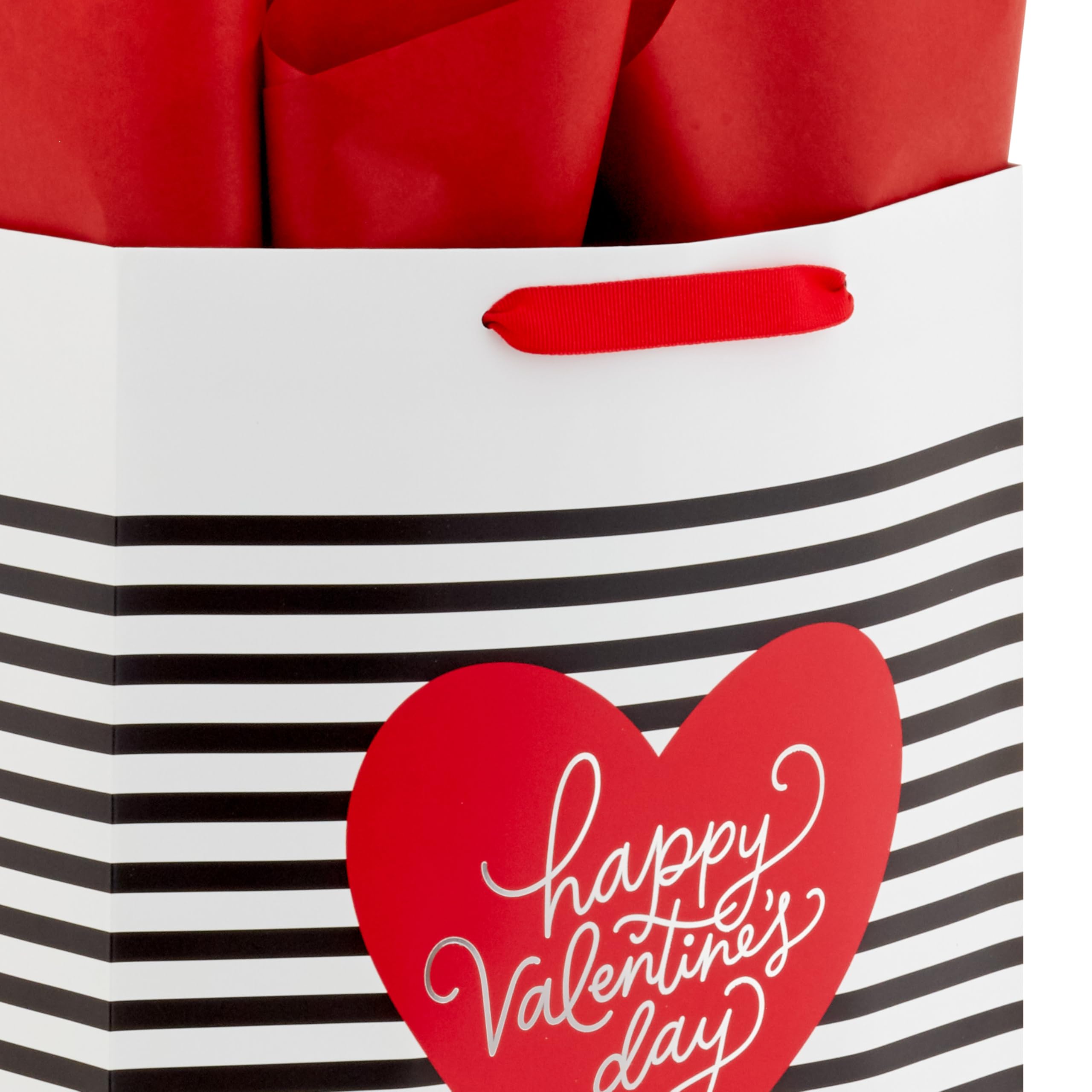 Hallmark 13" Large Valentine's Day Gift Bags With Tissue Paper (Stripes and Red Truck 2-Pack)