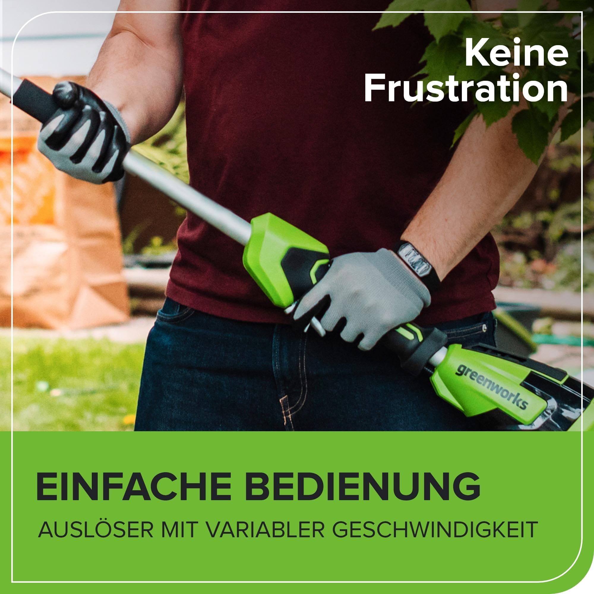Greenworks G40PSF Akku Hochentaster, 20 cm Blattlänge, 8 m/s Kettengeschwindigkeit, 3,64 kg, automatisches Öl-System, 80 ml Öltank, 2.58m Stangenreichweite OHNE 40V Akku & Ladegerät, 3 Jahre Garantie