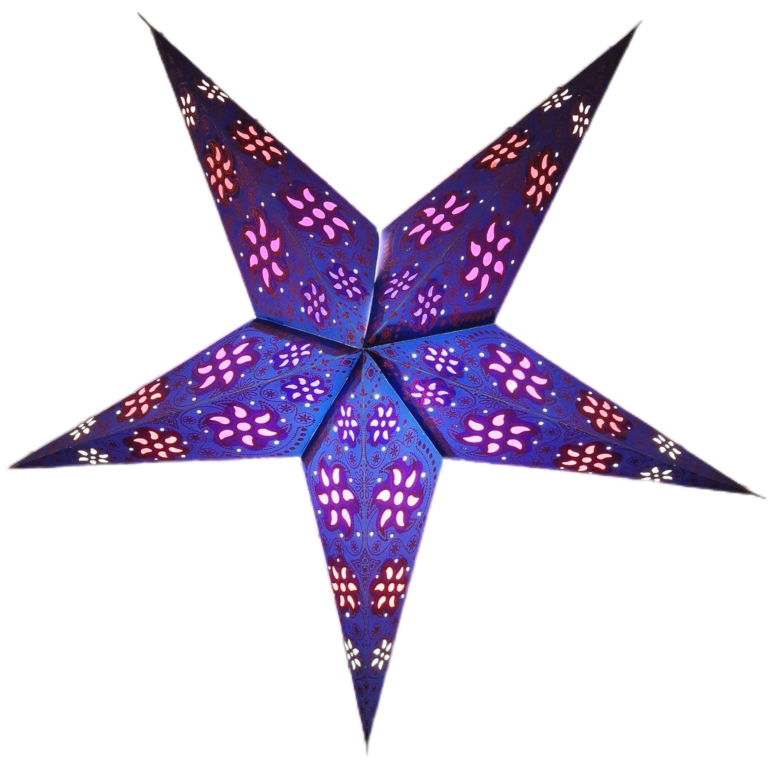 YEPSIO Lantern Lampshade Paper Star Light Shades Large 60cm Hanging Decorations for Christmas Wedding Home Decoration Birthday Party Foldable 5 Pointed Star (Glitter Purple)
