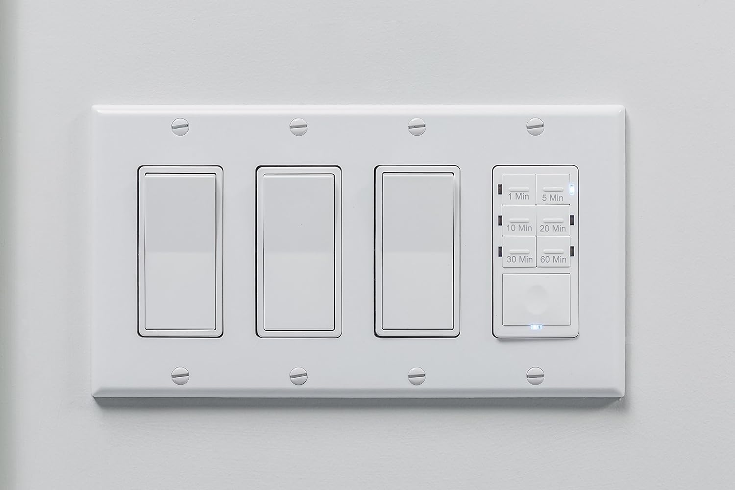 Maxxima 3 Way Decorative Wall Switch On/Off White 15A, Rocker Light Switch Wall Plates Included (Pack of 10)