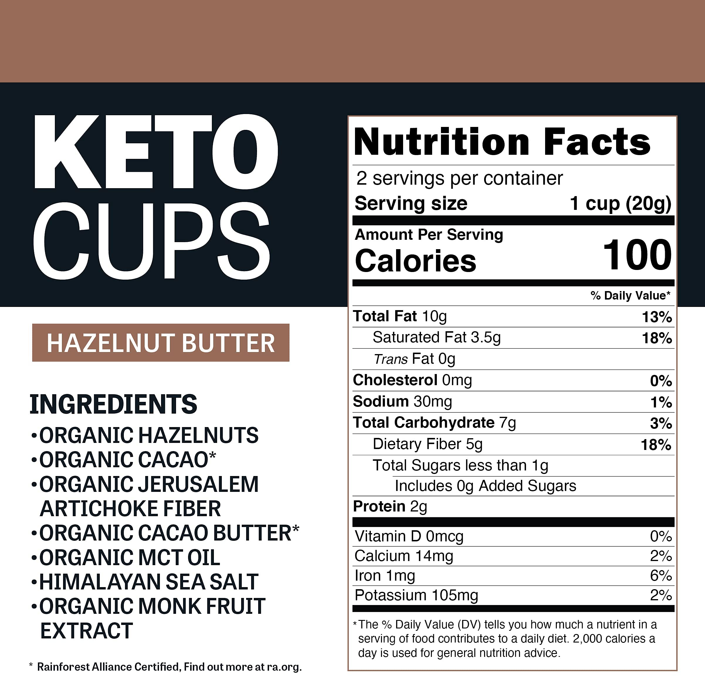 EVOLVED Chocolate Hazelnut Butter Keto Cups, 1.4oz. 2 Pack (Count of 9