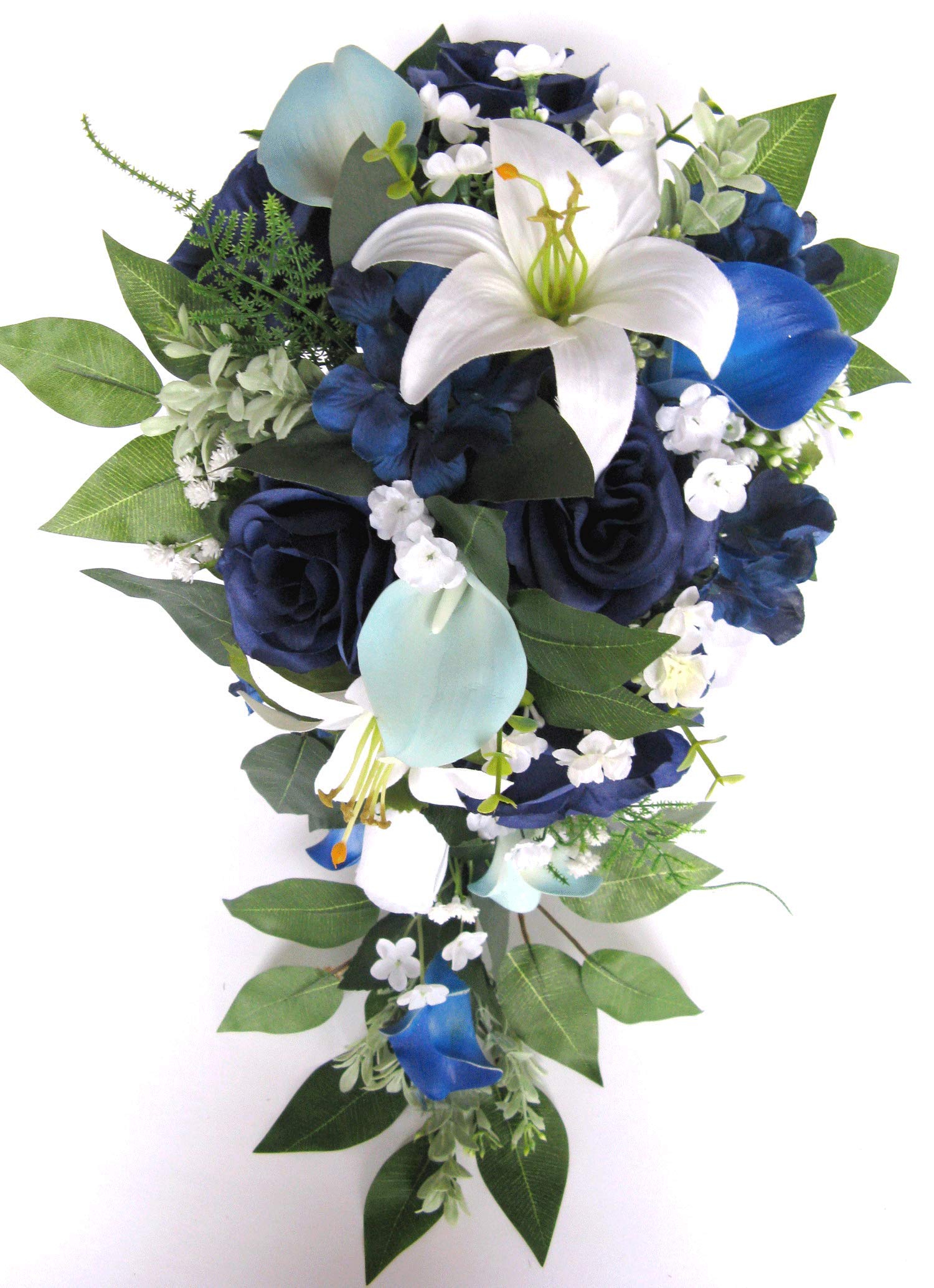 White And Blue Lily Wedding Bouquets