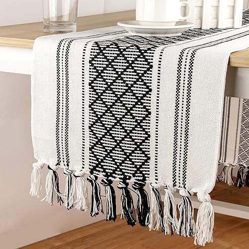 Miniatura 4 de ADRIMER Juego de 6 manteles individuales de algodón y camino de mesa de 72 pulgadas de largo, manteles individuales de tela lavable con camino de