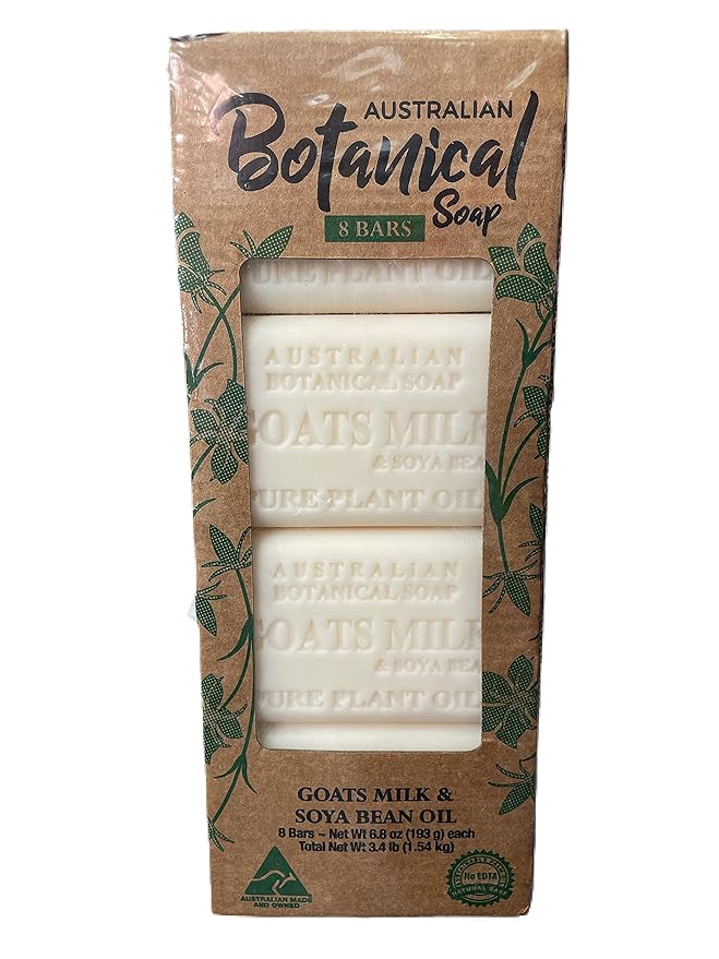 Australian Botanical Soap Bars , Goats Milk , Soya Bean Oil , 8 Bars, Net Wt. 3.4