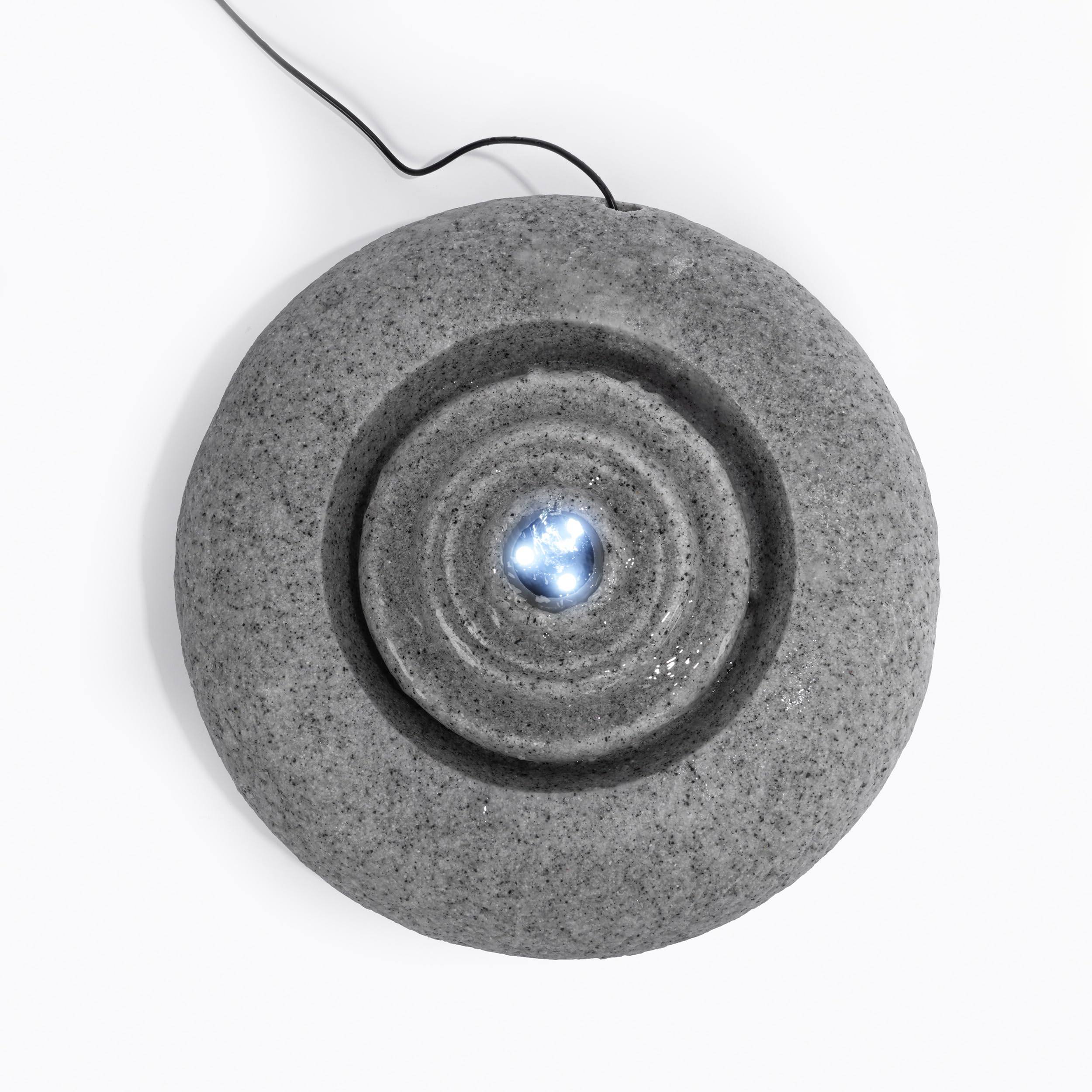 esotec Solar Gartenbrunnen Rundwasserquelle mit LED-Licht, runder Wasserbrunnen im Quellstein-Design, Solarmodul, Akku, Steinbrunnen-Optik Polyresin 101332