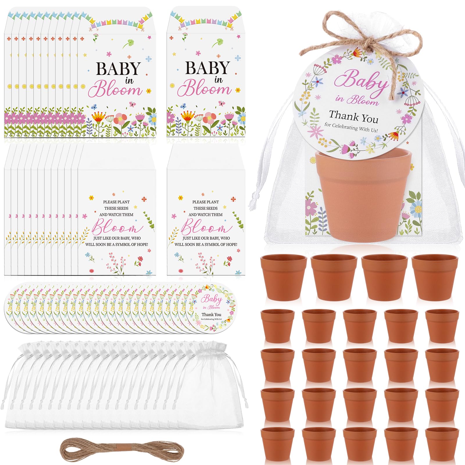 24 Sets Baby In Bloom Baby Shower Favours for Guests Seed Packets Envelope