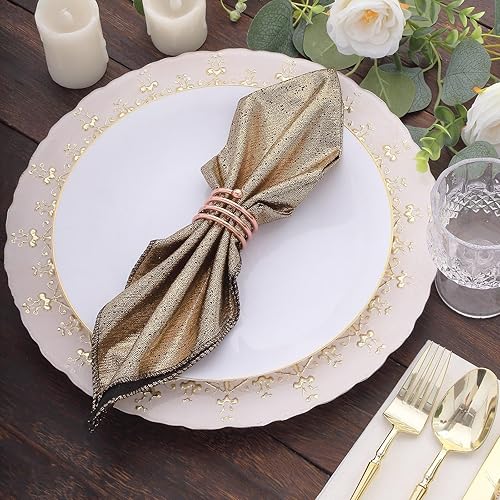 Miniatura 4 de Efavormart - Paquete de 5 servilletas de poliéster con lentejuelas brillantes de oro antiguo, reutilizables, de tela con purpurina, 20 x 20 pulgadas