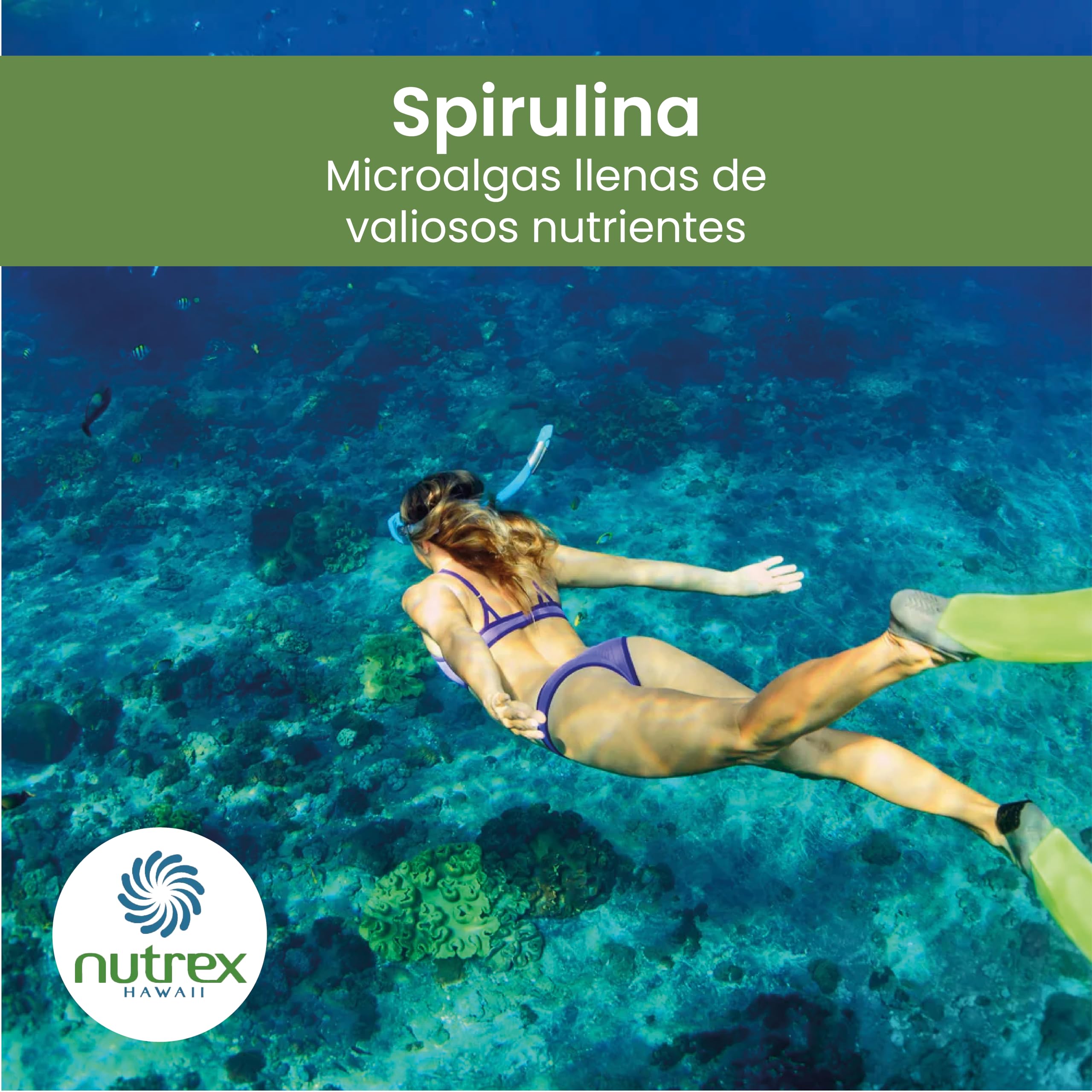Nutrex Hawaii, Pure Hawaiian Spirulina, 1.000mg, 180 Comprimidos Veganos, Probado en Laboratorio, Sin Gluten, Sin Soja, Vegetariano