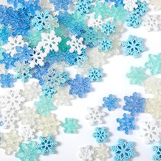 250 Pcs Christmas Resin Snowflakes Charms Mini Glitter Small Snowflakes Embellishment DIY Tiny Snow Shaped Christmas Tree Ornaments for Crafts Xmas Tree Home Decor, 3 Sized 5 Color