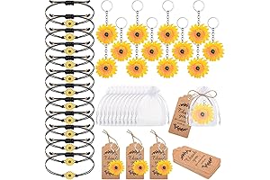 Thank You Gift Set for Kids Sunflower Party Favors Set with Keychains Bracelets Bags