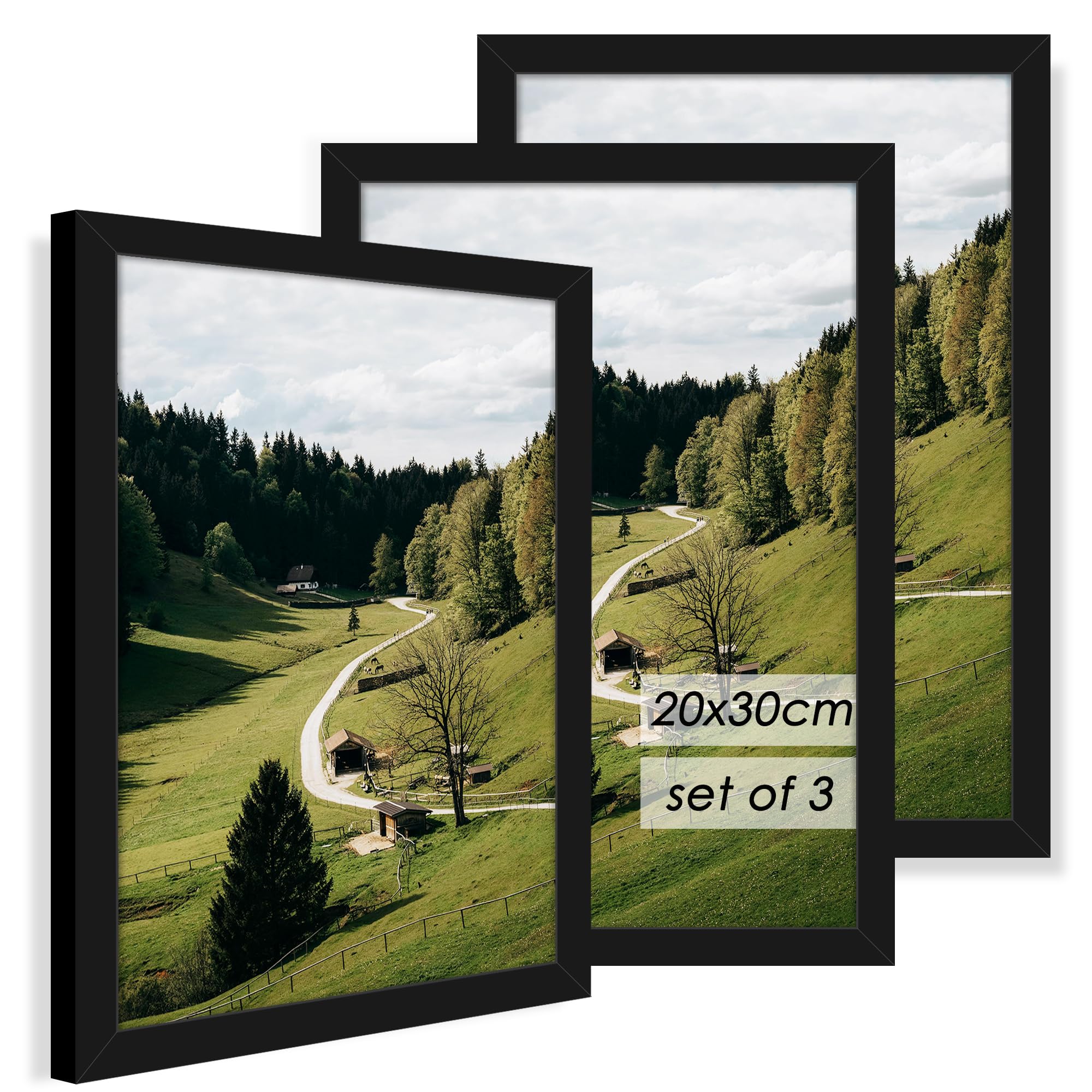 QPQIYIY Bilderrahmen 3er-Set aus Holz zum Aufhängen oder Anlehnen, geeignet für Fotos, Poster, Urkunden, Gemälde