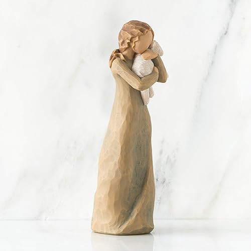 Miniatura 4 de Willow Tree Paz en la Tierra, un abrazo de paz, figura sostiene cordero como expresión de bendiciones pacíficas para el nacimiento de Navidad,