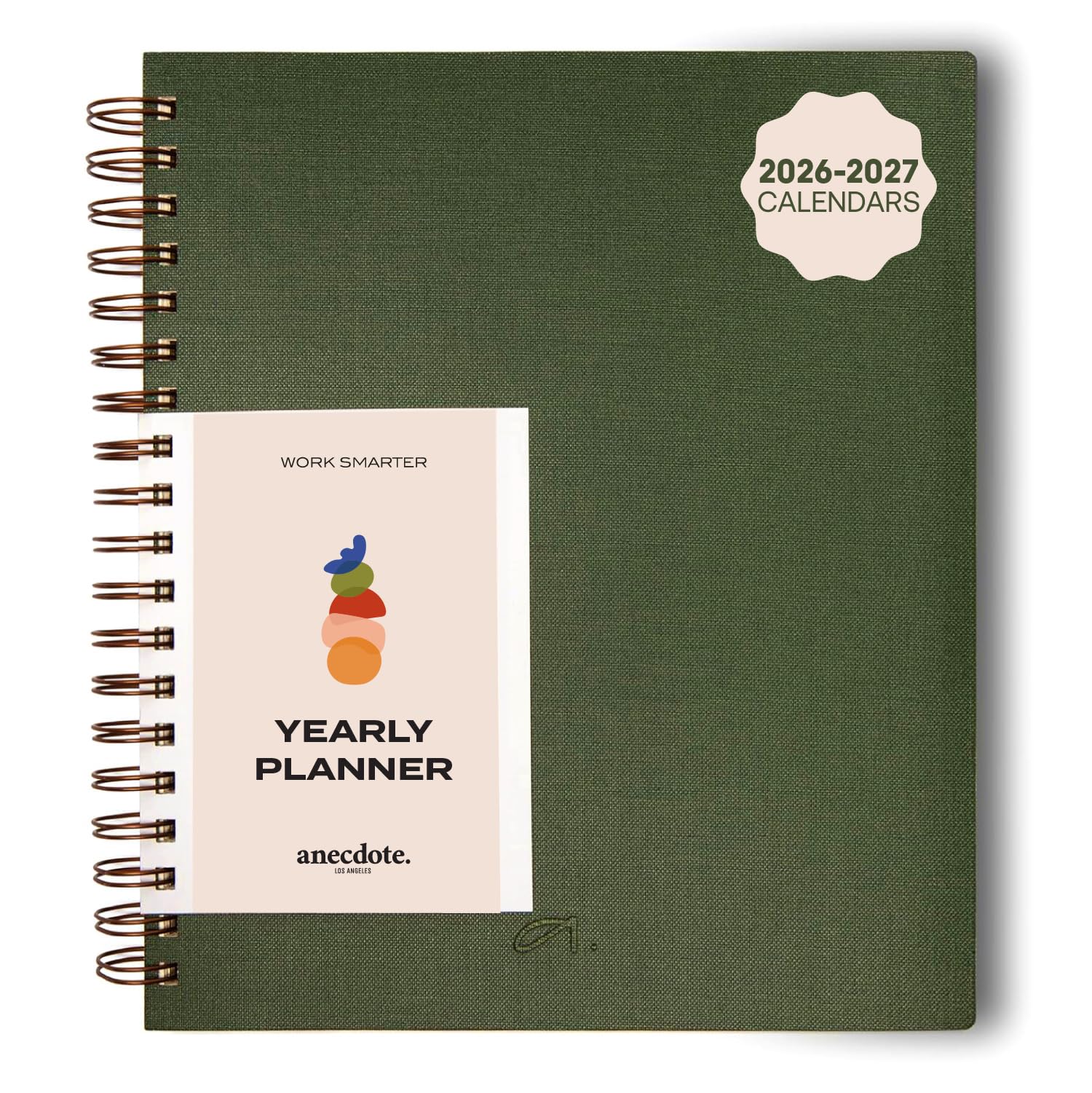 Anecdote 2025 Planner (8.5" x 10") Daily Planner Weekly Monthly Planner - 52 Weeks w/Library Buckram Cover, Brass Spiral - A4 Size Bleed-Resistant Paper – Evergreen