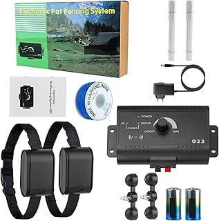 Lirioden Electric Dog Fence System Wireless Dog Fence Pet Tone Shock Boundary Containment w/ 2 Tone Shock Waterproof Receivers Buried 984 Ft Wire Covers 1.2 Acre for Dog Over 4lbs Small Medium Large