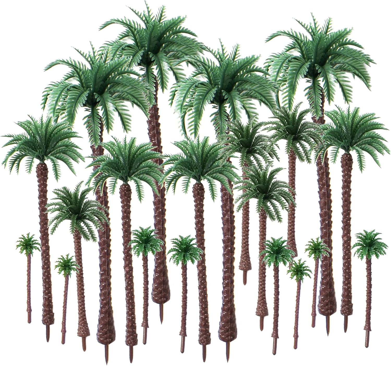 HUIANER 20PCS Palm Tree Model Trees, Miniature Palm Tree Fake Plastic Trees with No Stands for DIY Scenery Landscape Cake Decoration (2.1" - 7.4")