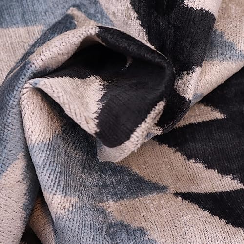 Miniatura 8 de CANVELLO Almohada de terciopelo de lujo hecha a mano con inserto de plumas de plumón, 16 x 24 pulgadas, patrón geométrico triangular en negro, gris