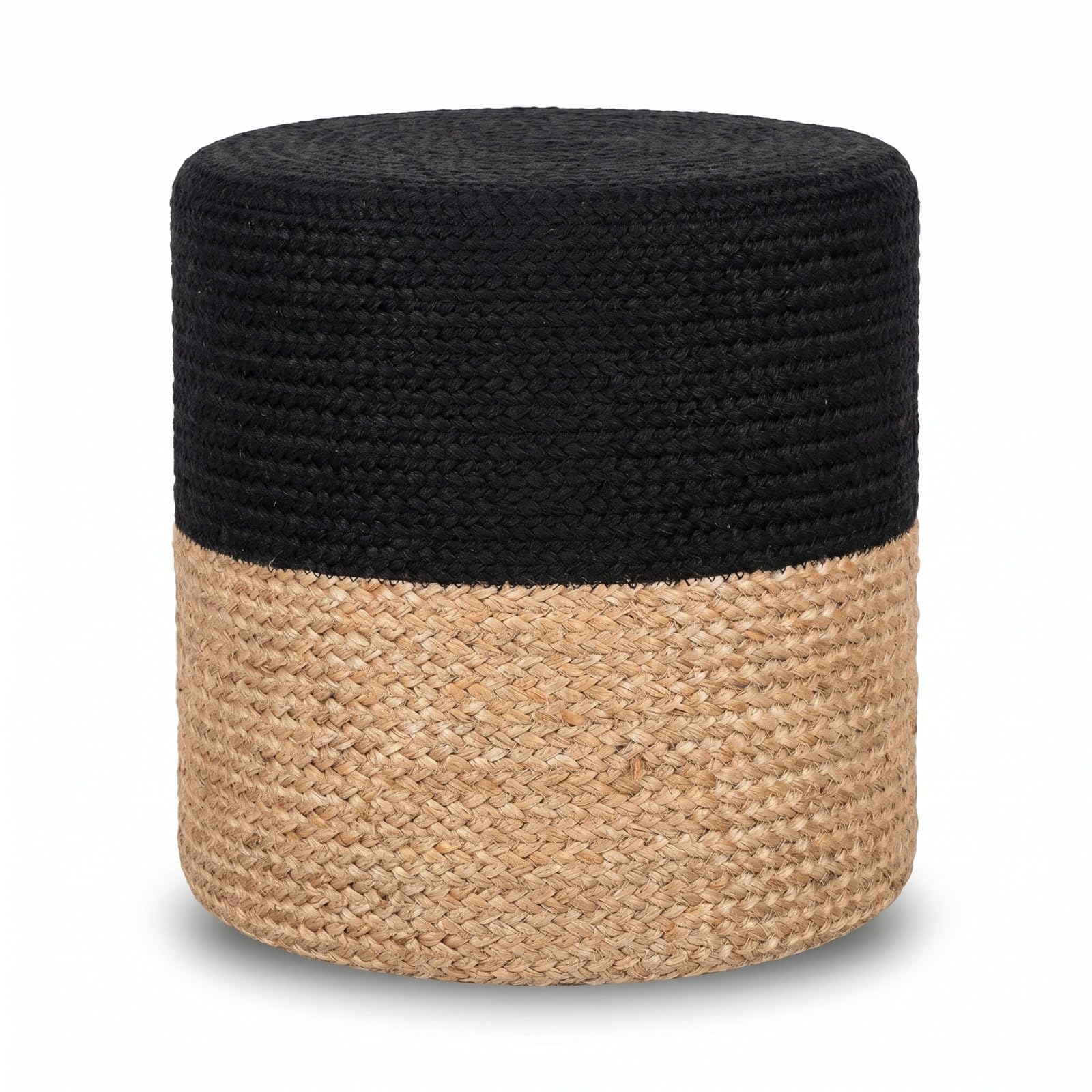 AVSHOP Natural Dori Cotton Pouf Ottoman | Handwoven Braided Stool Decorative Jute Furniture for Home, Office, Boho & Farmhouse Décor 40Dx40Wx33H Cm Black and Brown-image-17