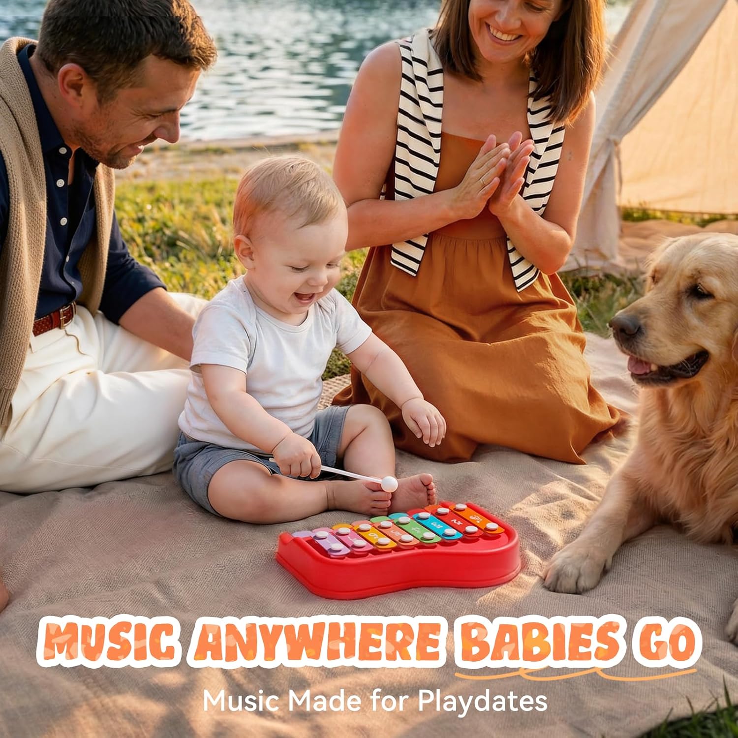 Gleesfun 1909B Musical Learning Train Toys for 6-36 Months Bundle 2005 2-in-1 Portable Baby Piano & Xylophone for Toddler Age 1-3