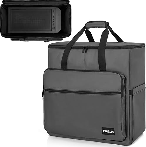 Miniatura 3 de AKOZLIN Estuche de Transporte para Torre de Computadora de Escritorio de Juegos PC Chasis Bolso de Viaje para Teclado Ratón Accesorios Gris