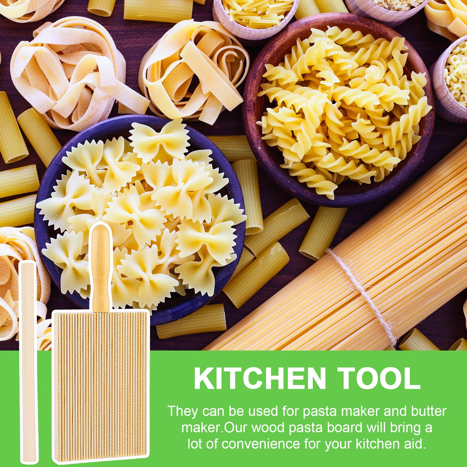 Gnocchi Brett Aus Holz - 24 Cm Mit Holzstab Für Hausgemachte Pasta
