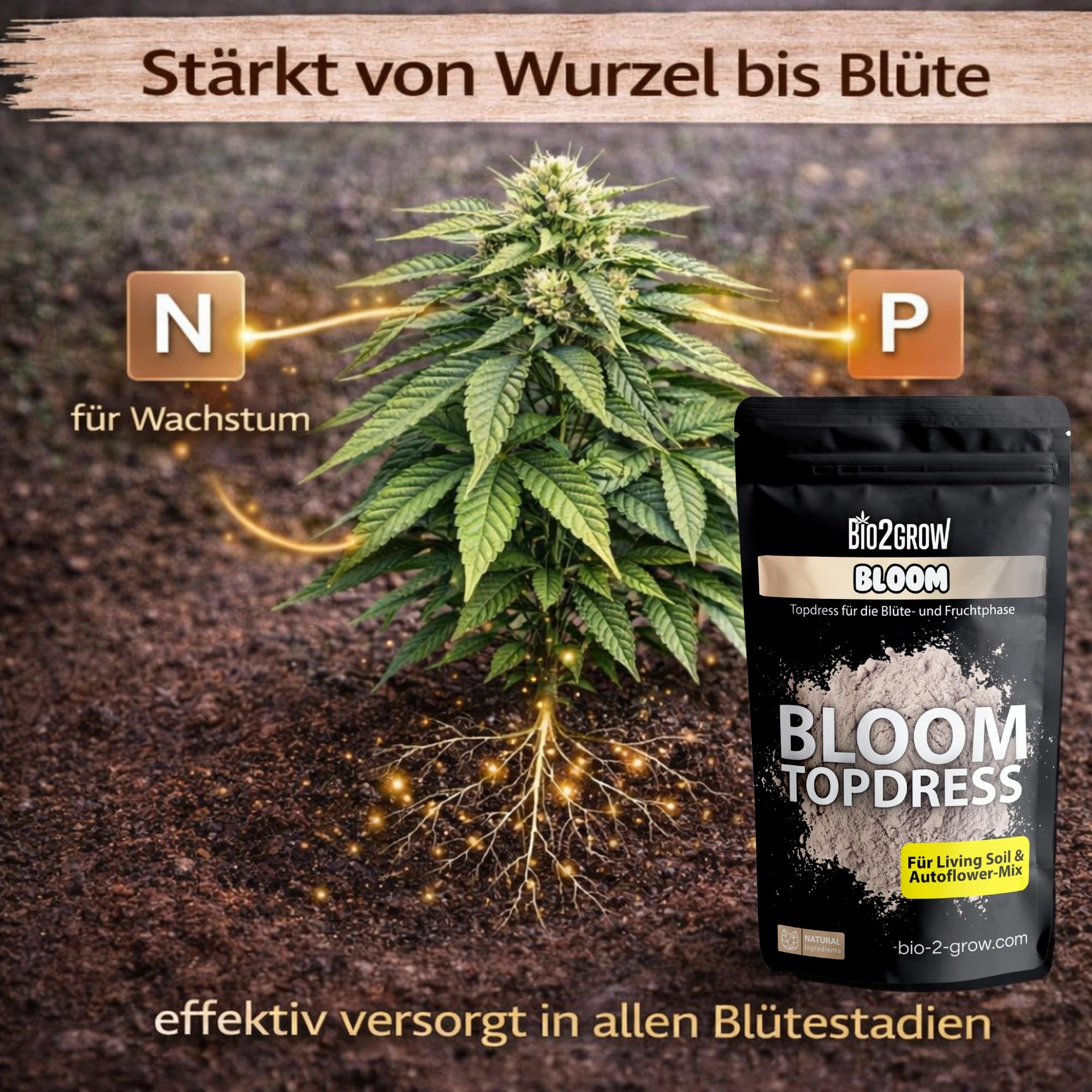 BLOOM Topdress 2750g - Organischer Blüten Dünger für Living Soil & Autoflower Erde mit Langzeitwirkung Einfach aufstreuen