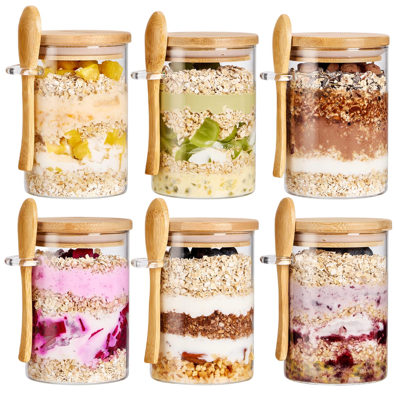 Spreccio 22 oz Glass Jars with Bamboo Lids 6-Pack