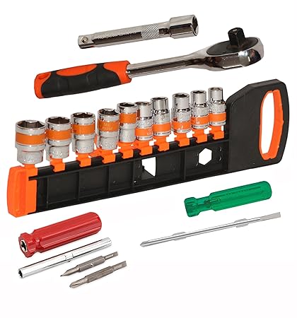 Digital Craft Car Repair Tool Ratchet Wrench and Extension Bar Tool CR-V Socket Set 12pcs 1/2 Inch Ratchet Socket Set,4 In 1 Screw Driver,6Inch 2 In 1 Screw Driver,