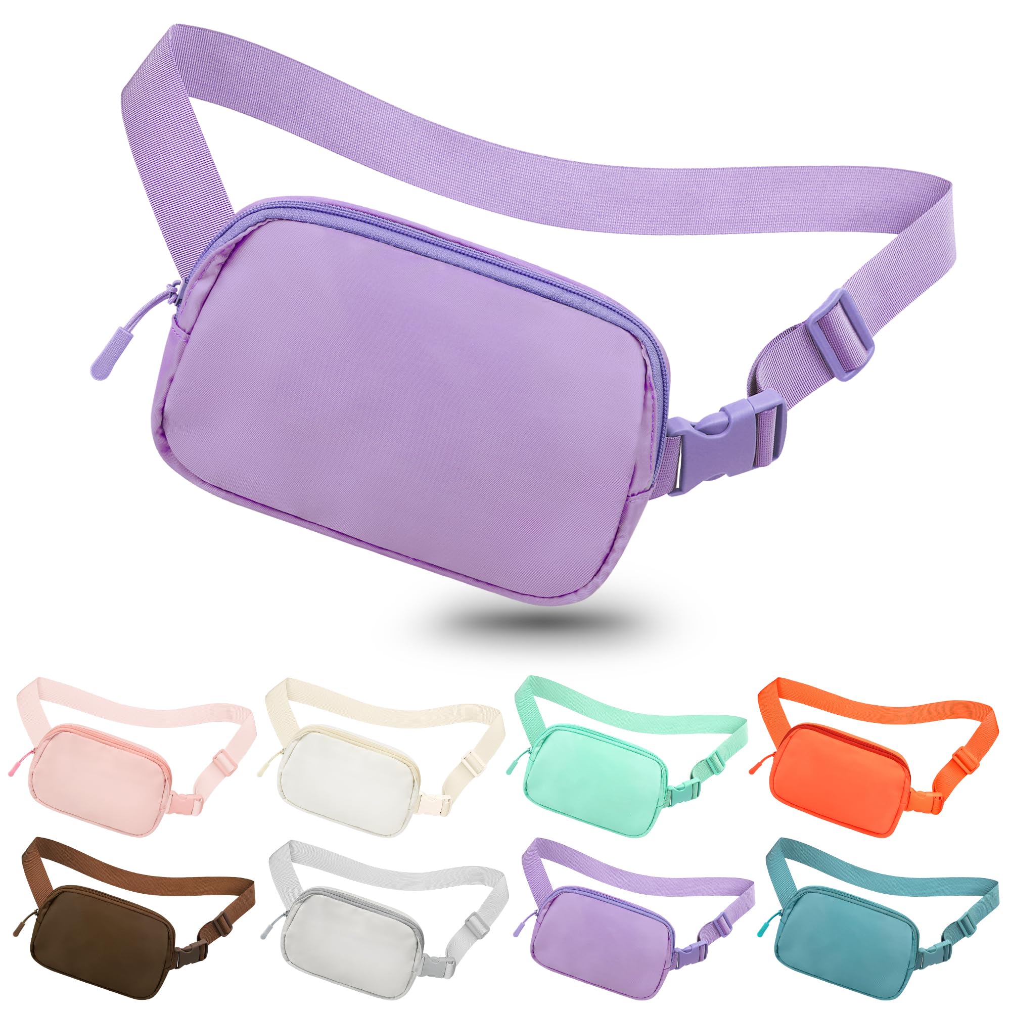 jealkip Fanny Pack Crossbody Bag for Women and Men, Belt Bag for Hiking Bum Bag with Adjustable Strap,Casual Cell Phone Pouch，Waist pack for Running Workout Sports Travel Light Purple