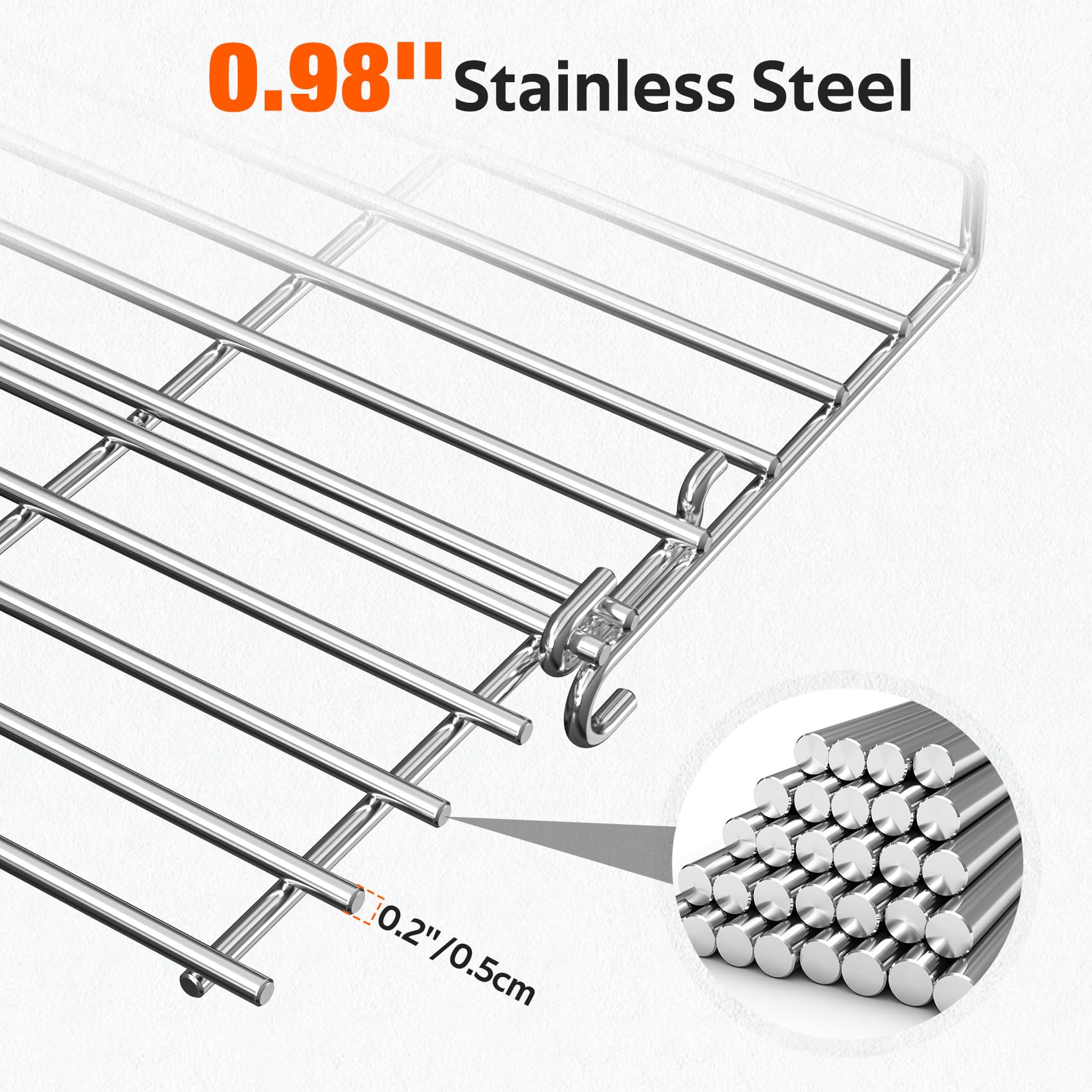 onlyfire Grille de réchauffement en INOX pour Weber Barbecue à Gaz Série Genesis II 400 et Genesis II E/S/SE-410, II E/S-435, Pièce de Rechange pour Weber 66045
