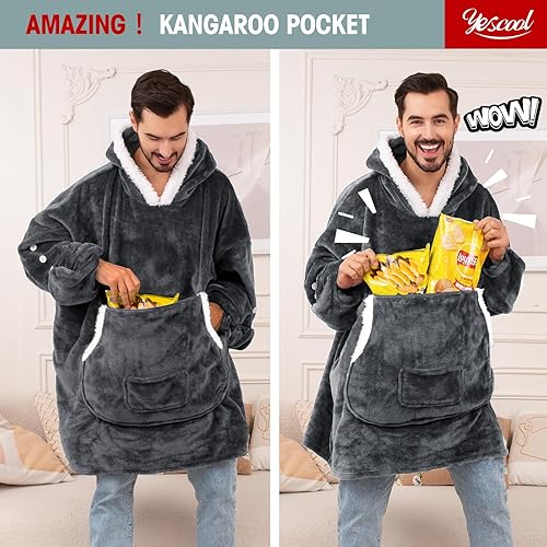 Miniatura 6 de yescool Manta con capucha de gran tamaño, manta de forro polar sherpa, regalo para el día de San Valentín para mujeres, hombres y adultos, manta