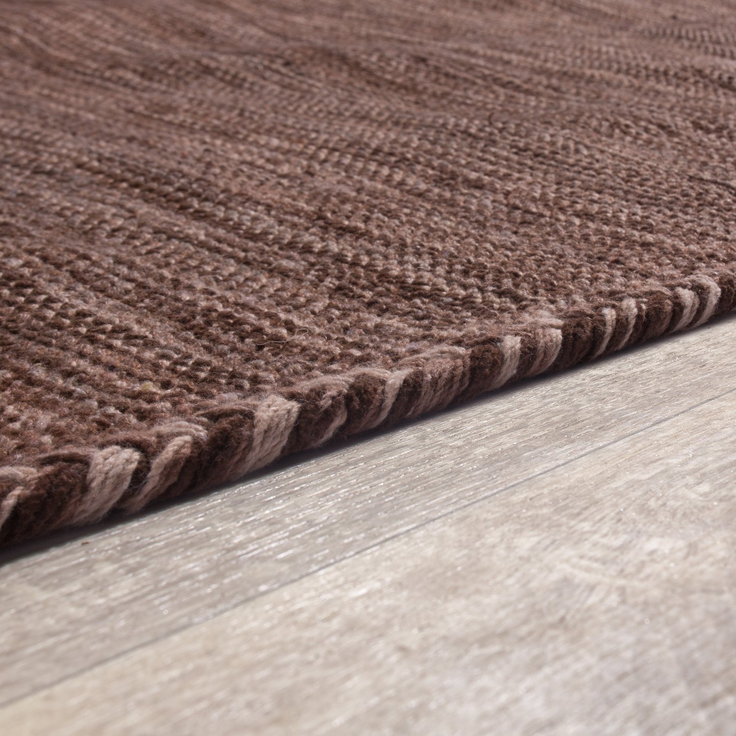 TT Home Tappeto di design Kelim intessuto a mano in cotone al 100% nel moderno mélange marrone, Dimensione:200x290 cm