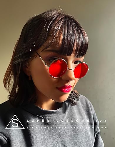 Miniatura 2 de SA106 Gafas de sol hippie redondas con lentes de gradiente de color de verano