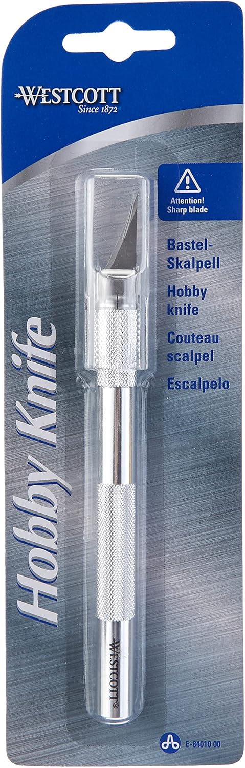 Westcott E-84010 00 Chisel with Metal Handle and Replaceable Blades, 12 cm, Silver