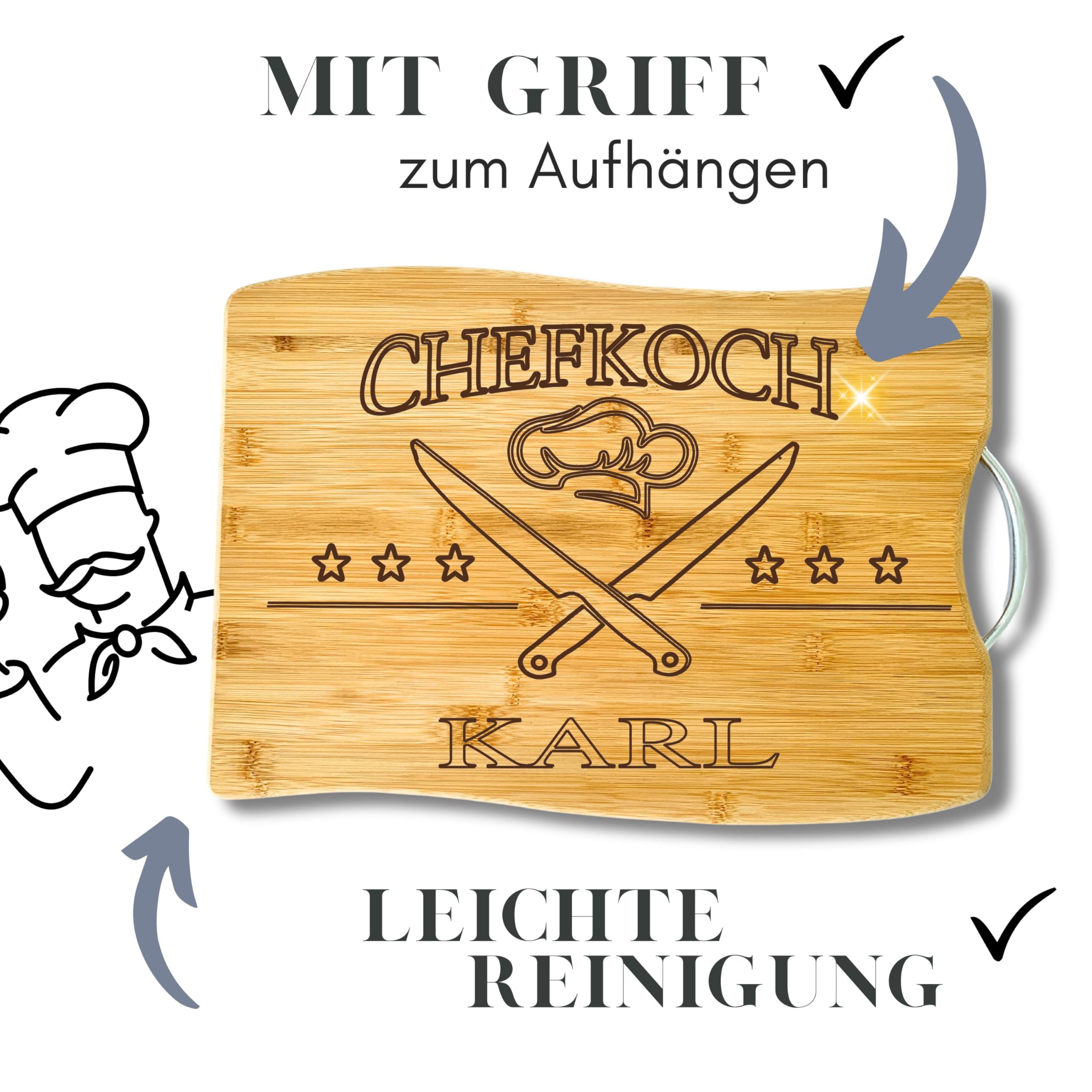 Personalisierte Geschenke Männer - Männergeschenke zum Geburtstag - Schneidebrett Holz mit Gravur als Geburtstagsgeschenke für Männer Papa