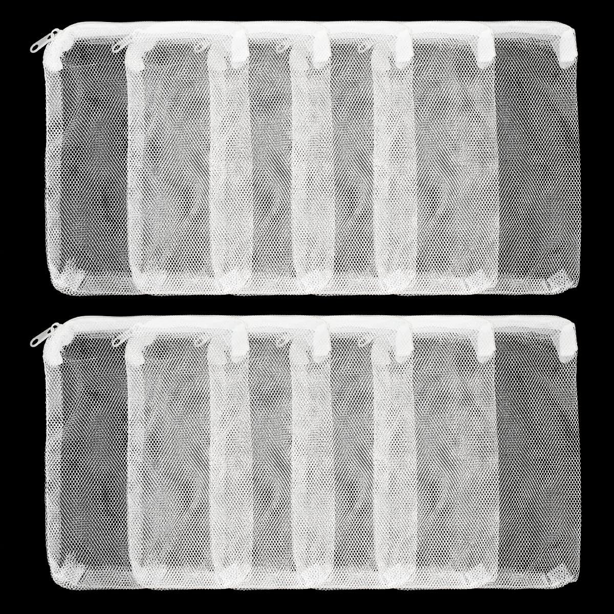 10 Pieces Aquarium Filter Media Bags with Zipper Fine Mesh Bag for Filter Fish Tank Mesh Net Filter Bags for Activated Carbon Ceramic Rings Reusable Media Filter Bag for Fresh Saltwater Tanks (White)