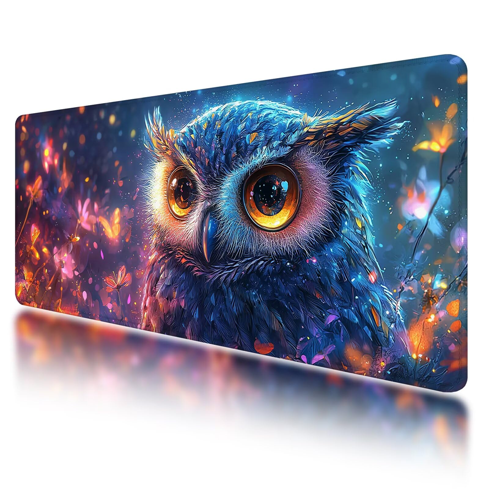 Alfombrilla Ratón Búho 1000 x 500 mm Alfombrilla Ratón XXL Gaming, Tapete Escritorio con Bordes Cosidos, Mouse Pad con Base de Goma Antideslizante, Mejora la Precisión y la Velocidad, (Animal), -881